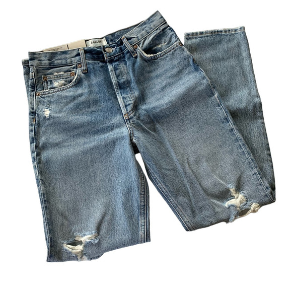 Agolde Fen High Rise Relaxed Taper Jeans in Ripped Organic Cotton, size 25 NWT - Picture 2 of 9
